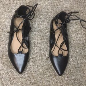 Black Ballerina Tie Flats